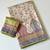 cream-parrot green printed pasmina print with dori fitting silk jaqurad saree