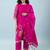 Floral printed cotton silk round neck kurta trouser & dupatta set