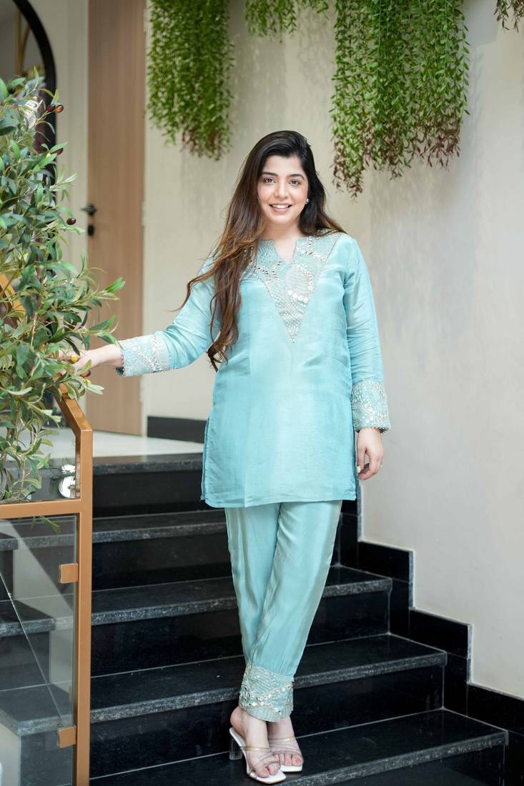 Women's Gorgeous Embroidery Work Simmer Silk Fabric Straight Kurta Pant