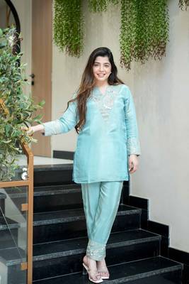 Women's Gorgeous Embroidery Work Simmer Silk Fabric Straight Kurta Pant 1