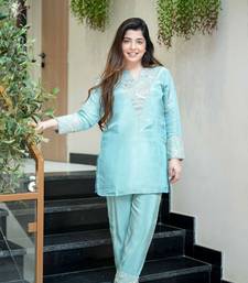 Women's Gorgeous Embroidery Work Simmer Silk Fabric Straight Kurta Pant