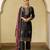 Floral embroidered silk blend round neck kurta trouser & dupatta set