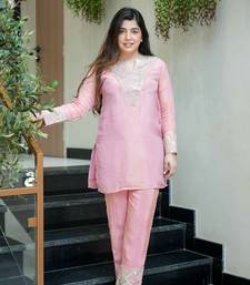 Women's Gorgeous Embroidery Work Simmer Silk Fabric Straight Kurta Pant