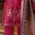 Floral embroidered silk blend round neck kurta trouser & dupatta set