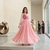 Pink color fancy gown in chinon with bandhani print and embroidery work