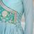 Sky blue color fancy gown in chinon with bandhani print and embroidery work