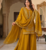 Mustard yellow embroidered kurta palazzo set with dupatta for women