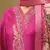 Floral embroidered silk blend v neck kurta trouser & dupatta set