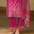 Floral embroidered silk blend v neck kurta trouser & dupatta set