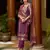 Floral embroidered silk blend round neck kurta trouser & dupatta set
