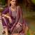 Floral embroidered silk blend round neck kurta trouser & dupatta set