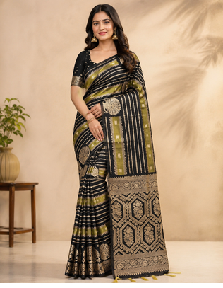 black jaqurad dubbling zari and beautiful peacock butti with lining design georgette saree 1