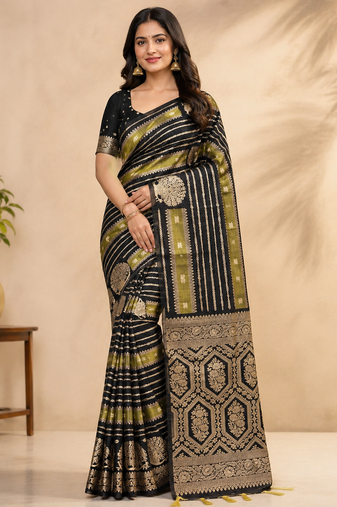 black jaqurad dubbling zari and beautiful peacock butti with lining design georgette saree