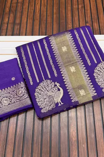 purple jaqurad dubbling zari and beautiful peacock butti with lining design georgette saree