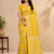 yellow jaqurad dubbling zari and beautiful peacock butti with lining design georgette saree
