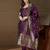 Floral printed silk blend round neck kurta trouser & dupatta set