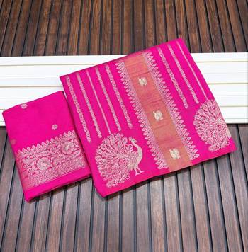 pink jaqurad dubbling zari and beautiful peacock butti with lining design georgette saree 3