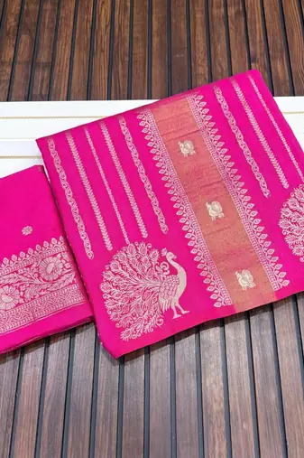 pink jaqurad dubbling zari and beautiful peacock butti with lining design georgette saree