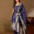 Floral printed silk blend round neck kurta trouser & dupatta set