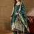 Floral printed silk blend round neck kurta trouser & dupatta set