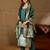 Floral printed silk blend round neck kurta trouser & dupatta set