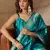Floral printed silk blend round neck kurta trouser & dupatta set