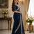 navy blue shimmer chiffon plain embroidred border saree