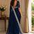 navy blue shimmer chiffon plain embroidred border saree