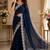 navy blue shimmer chiffon plain embroidred border saree