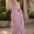 soft pink shimmer chiffon plain embroidred border saree