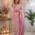 rich pink shimmer chiffon plain embroidred border saree