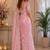 rich pink shimmer chiffon plain embroidred border saree