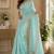 pastel blue shimmer chiffon plain embroidred border saree