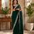 green shimmer chiffon plain embroidred border saree
