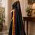 black chanderi cotton plain printed pre-stitched saree