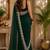 green shimmer chiffon plain embroidred border saree