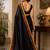 black chanderi cotton plain printed pre-stitched saree