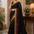 black chanderi cotton plain printed pre-stitched saree