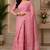 rose pink chanderi cotton geomatric & ethnic motifs printed ready to wear saree