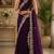 wine shimmer chiffon plain embroidred border saree