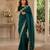 teal green shimmer chiffon plain embroidred border saree