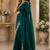 teal green shimmer chiffon plain embroidred border saree