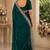 teal green shimmer chiffon plain embroidred border saree
