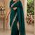 teal green shimmer chiffon plain embroidred border saree