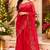 red chanderi cotton butti printed pre-stitched saree