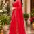 red chanderi cotton butti printed pre-stitched saree