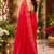 red chanderi cotton butti printed pre-stitched saree