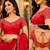 red chanderi cotton butti printed pre-stitched saree