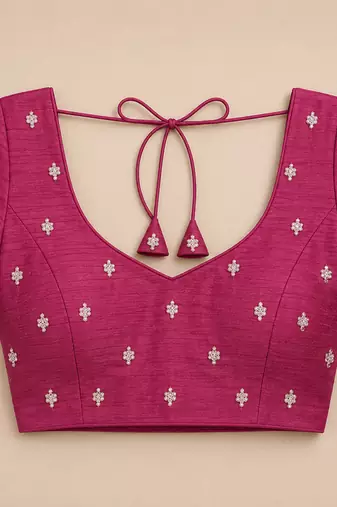 maroon shimmer chiffon plain embroidred border saree