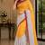 mustard yellow chanderi cotton plain printed ready to wear saree